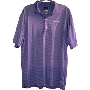 Greg Norman Firestone Country Club Blue White Striped Play Dry Golf Polo Sz XL